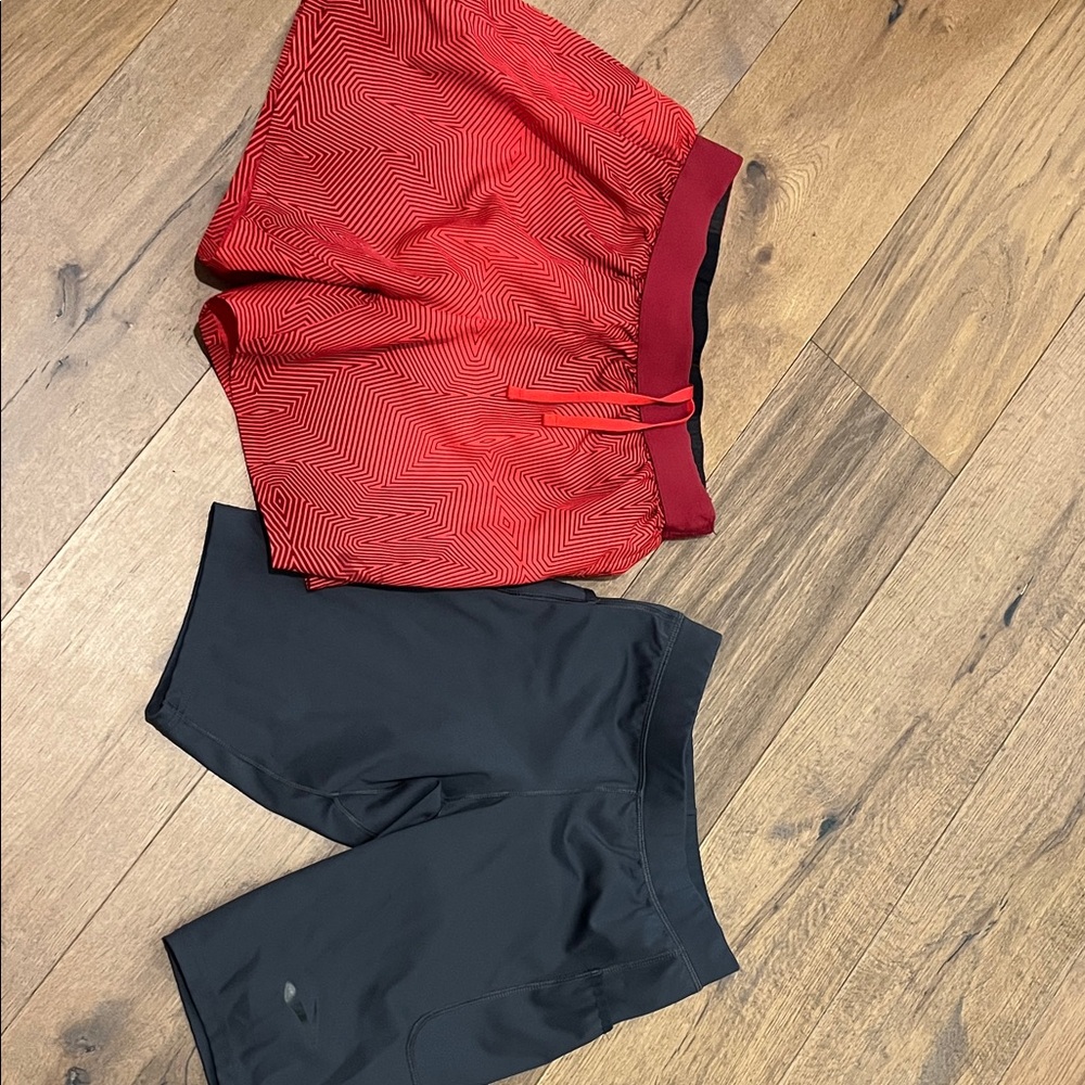 Red and Black Athletic Shorts Set Running Half Tights ASICS and Brooks